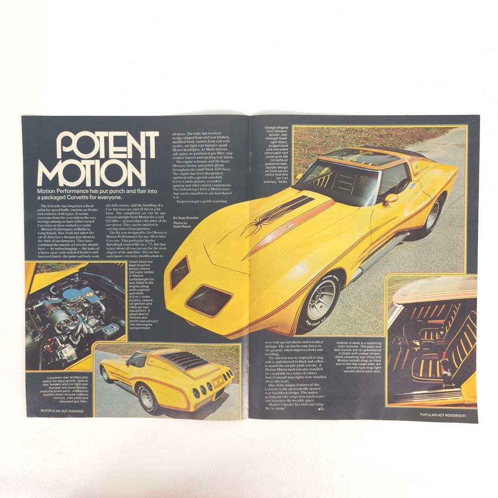 Vintage Chevrolet Corvette Stingray Print Ad Performance Magazine Wall Display